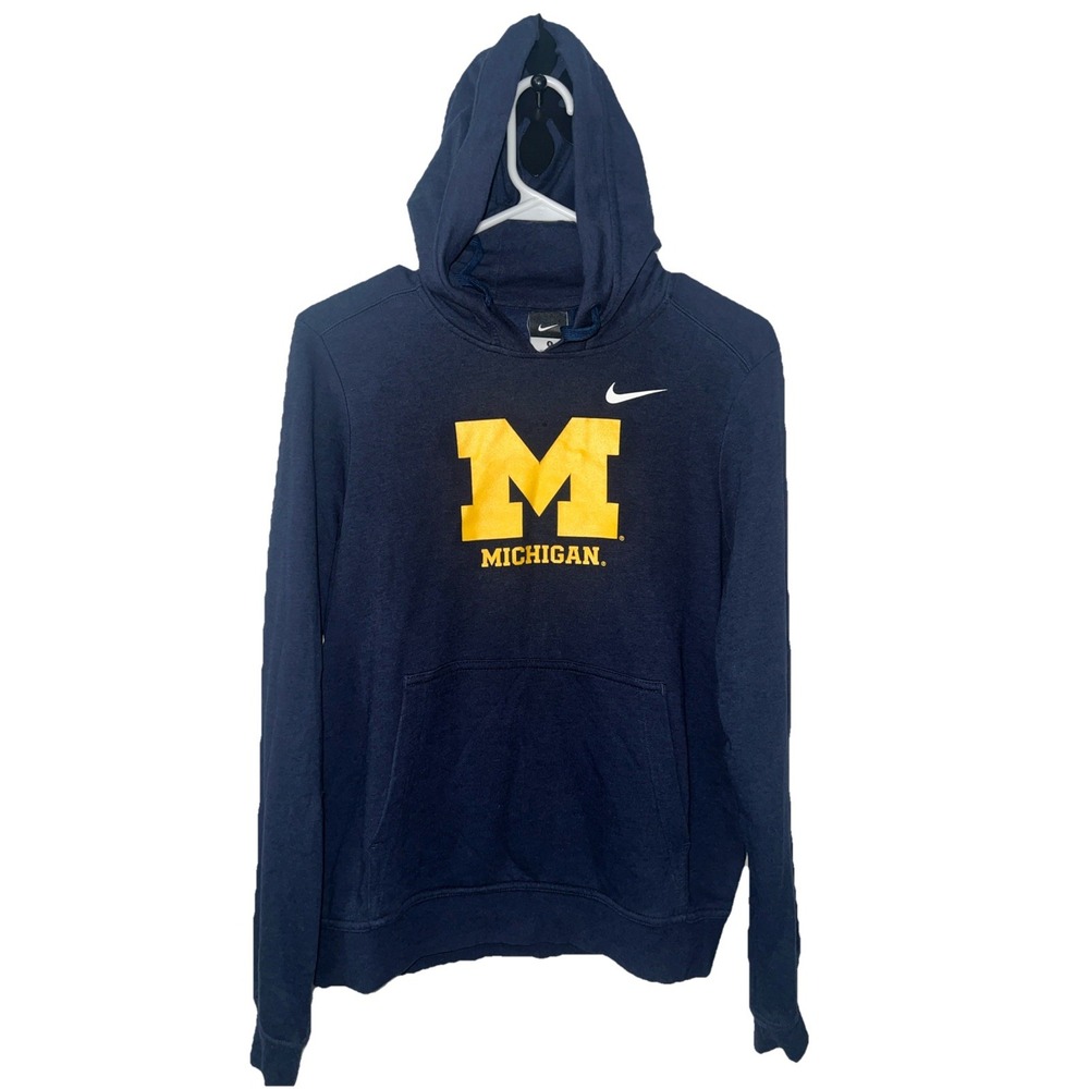 Nike Michigan Wolverines Drawstring Hoodie Adult Small Blue‎ Sweatshirt Graphic